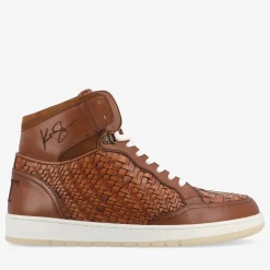 New TAFT Rapido Brown Leather Sneakers - Brown Woven |