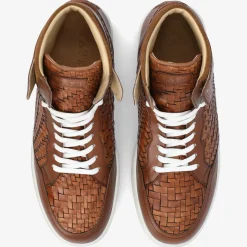 New TAFT Rapido Brown Leather Sneakers - Brown Woven |