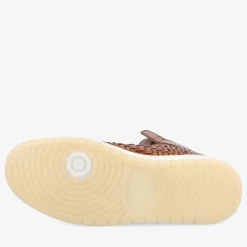 New TAFT Rapido Brown Leather Sneakers - Brown Woven |