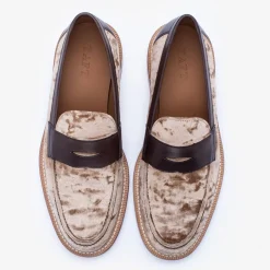 New TAFT The Fitz Loafer In Champagne - Velvet Loafers |