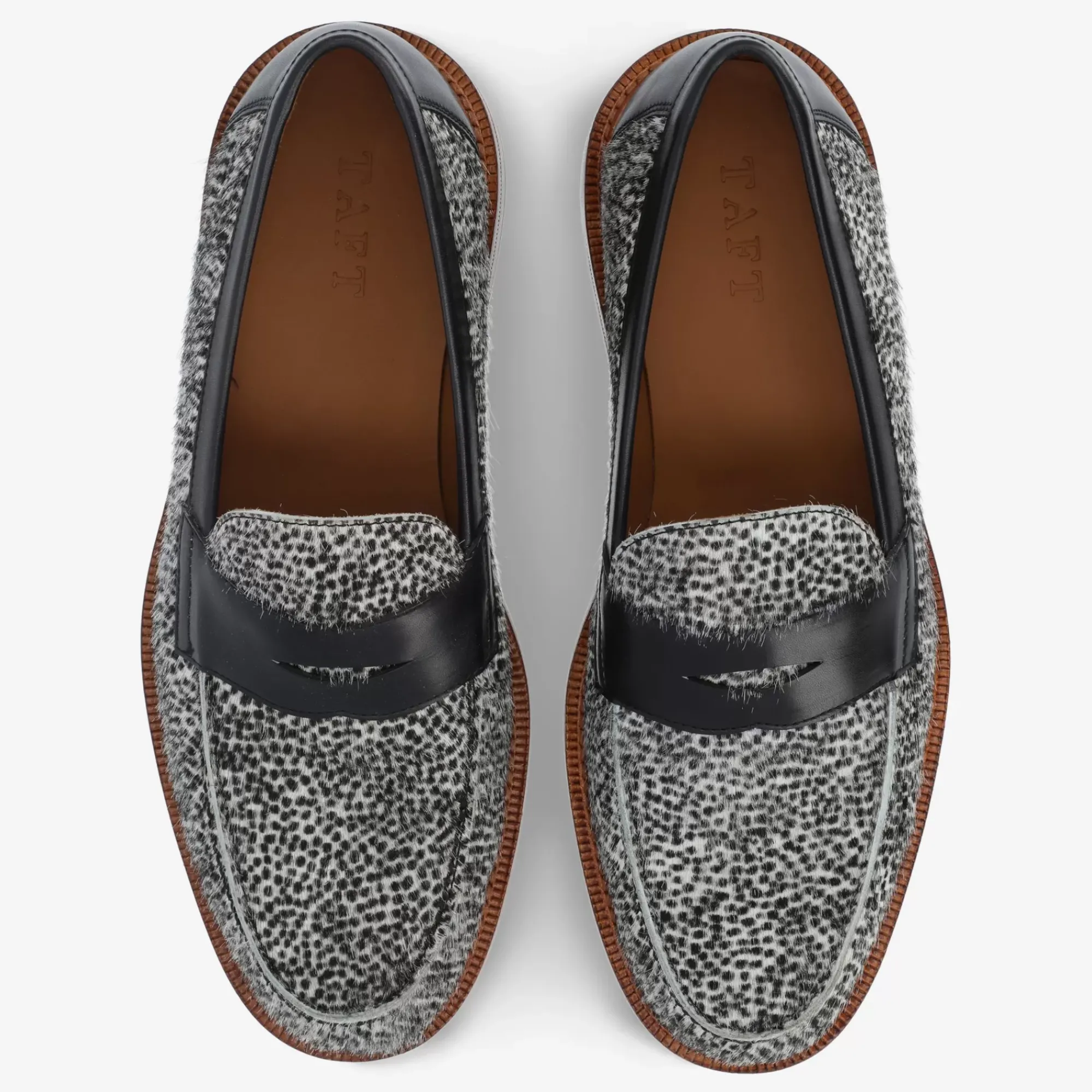 New TAFT The Fitz Loafer In Rainclouds - Black And White Dot |