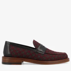 Outlet TAFT The Fitz Maroon Mens Loafers - Maroon Check |