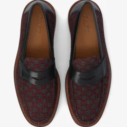 Outlet TAFT The Fitz Maroon Mens Loafers - Maroon Check |