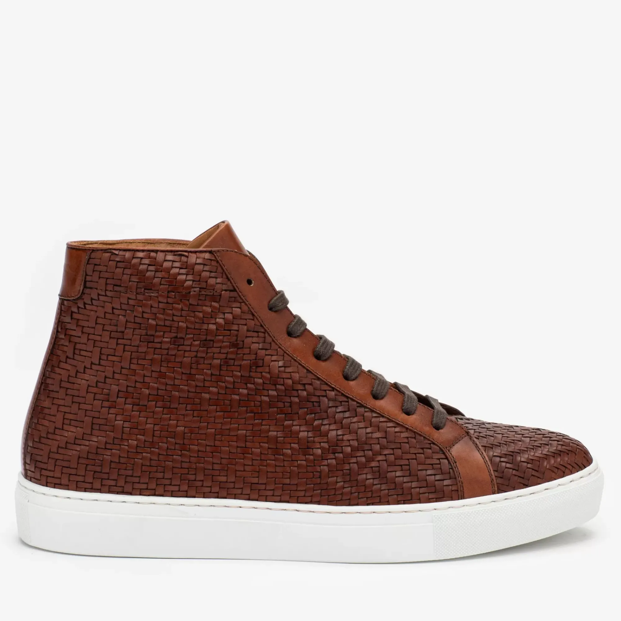 Clearance TAFT The Hightop Sneaker In Woven Brown Leather |