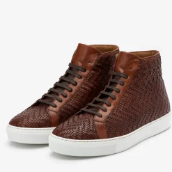 Clearance TAFT The Hightop Sneaker In Woven Brown Leather |