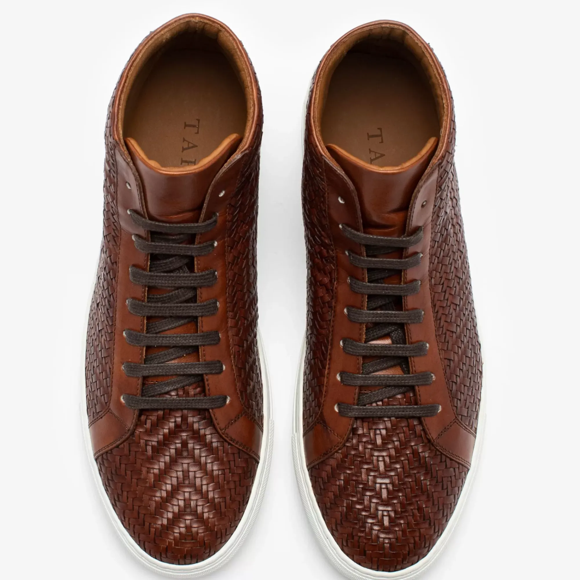 Clearance TAFT The Hightop Sneaker In Woven Brown Leather |