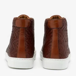 Clearance TAFT The Hightop Sneaker In Woven Brown Leather |