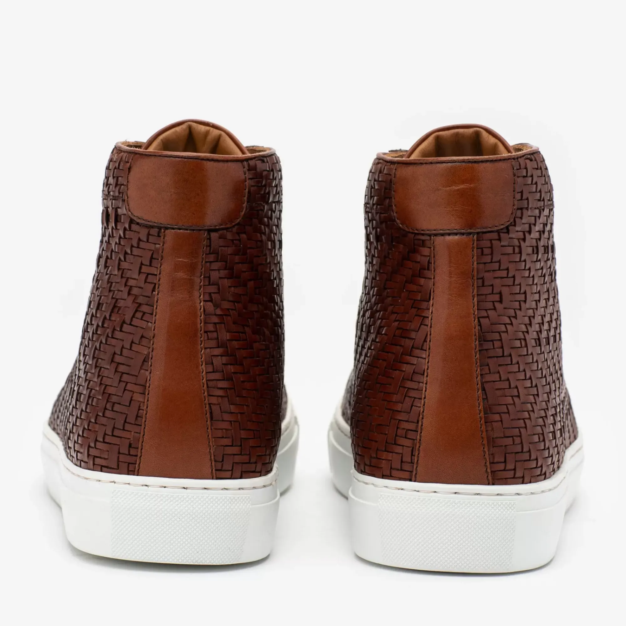 Clearance TAFT The Hightop Sneaker In Woven Brown Leather |