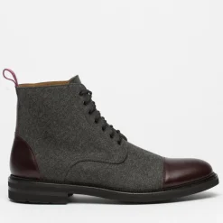 Clearance TAFT The Jack Boot - Grey / Oxblood Leather |