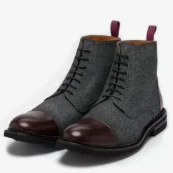 Clearance TAFT The Jack Boot - Grey / Oxblood Leather |