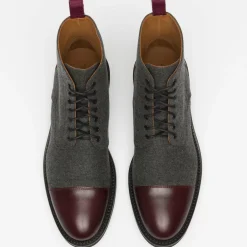 Clearance TAFT The Jack Boot - Grey / Oxblood Leather |