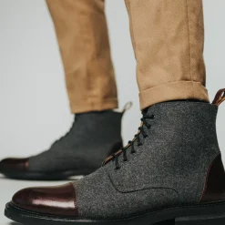 Clearance TAFT The Jack Boot - Grey / Oxblood Leather |