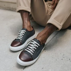 Outlet TAFT The Jack Sneaker In Grey/Oxblood - Wool Sneakers |