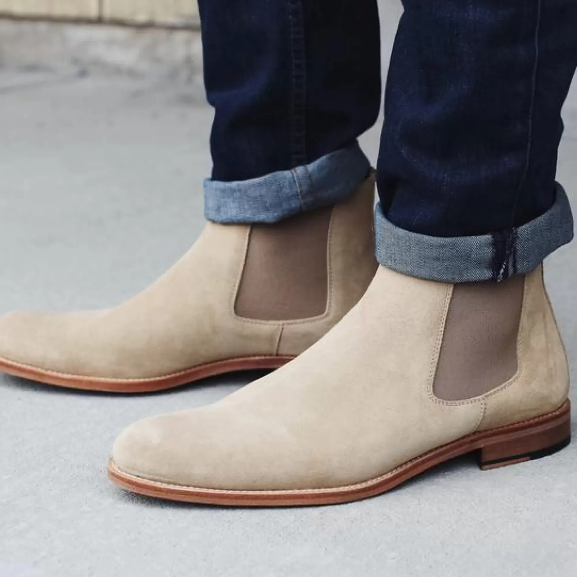 TAFT The Jude Boot In Tonal - Men'S Beige Chelsea Boot |