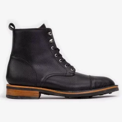 Clearance TAFT The Legacy Boot In Black Hatch - Reindeer Leather |
