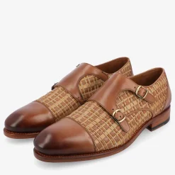 TAFT The Lucca Monk Strap Shoe In Brown Woven |