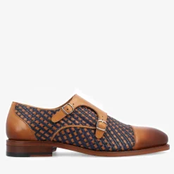 Best TAFT The Lucca Monk Strap Shoe In Navy Woven Leather |