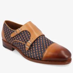 Best TAFT The Lucca Monk Strap Shoe In Navy Woven Leather |