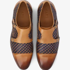 Best TAFT The Lucca Monk Strap Shoe In Navy Woven Leather |