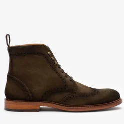 Clearance TAFT The Mack Boot In Olive - Suede Combat Boots |