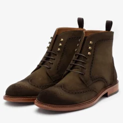 Clearance TAFT The Mack Boot In Olive - Suede Combat Boots |
