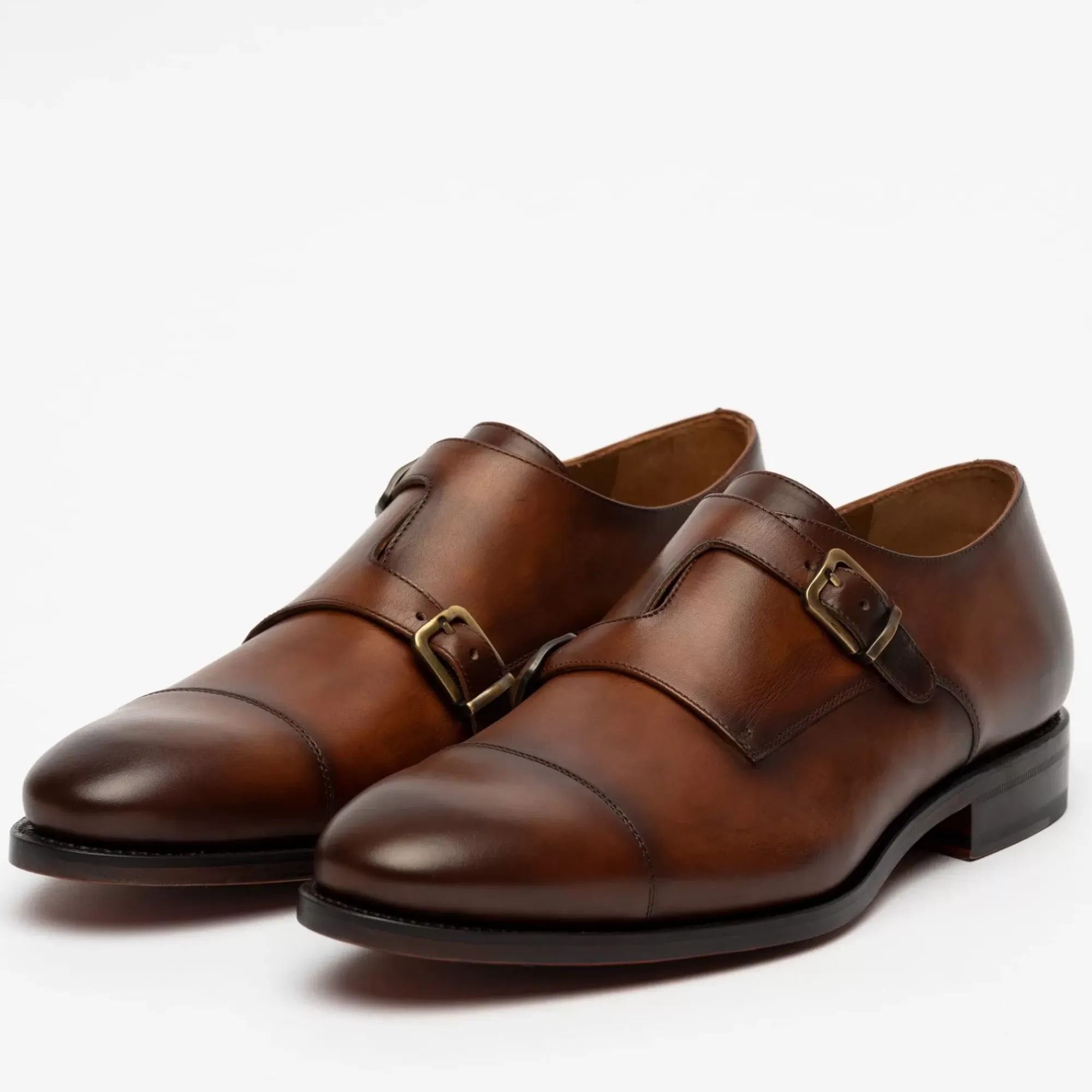 Outlet TAFT The Prince Shoe In Coffee - Double Monk Strap Shoes |