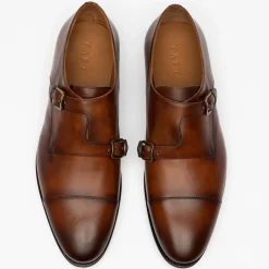 Outlet TAFT The Prince Shoe In Coffee - Double Monk Strap Shoes |