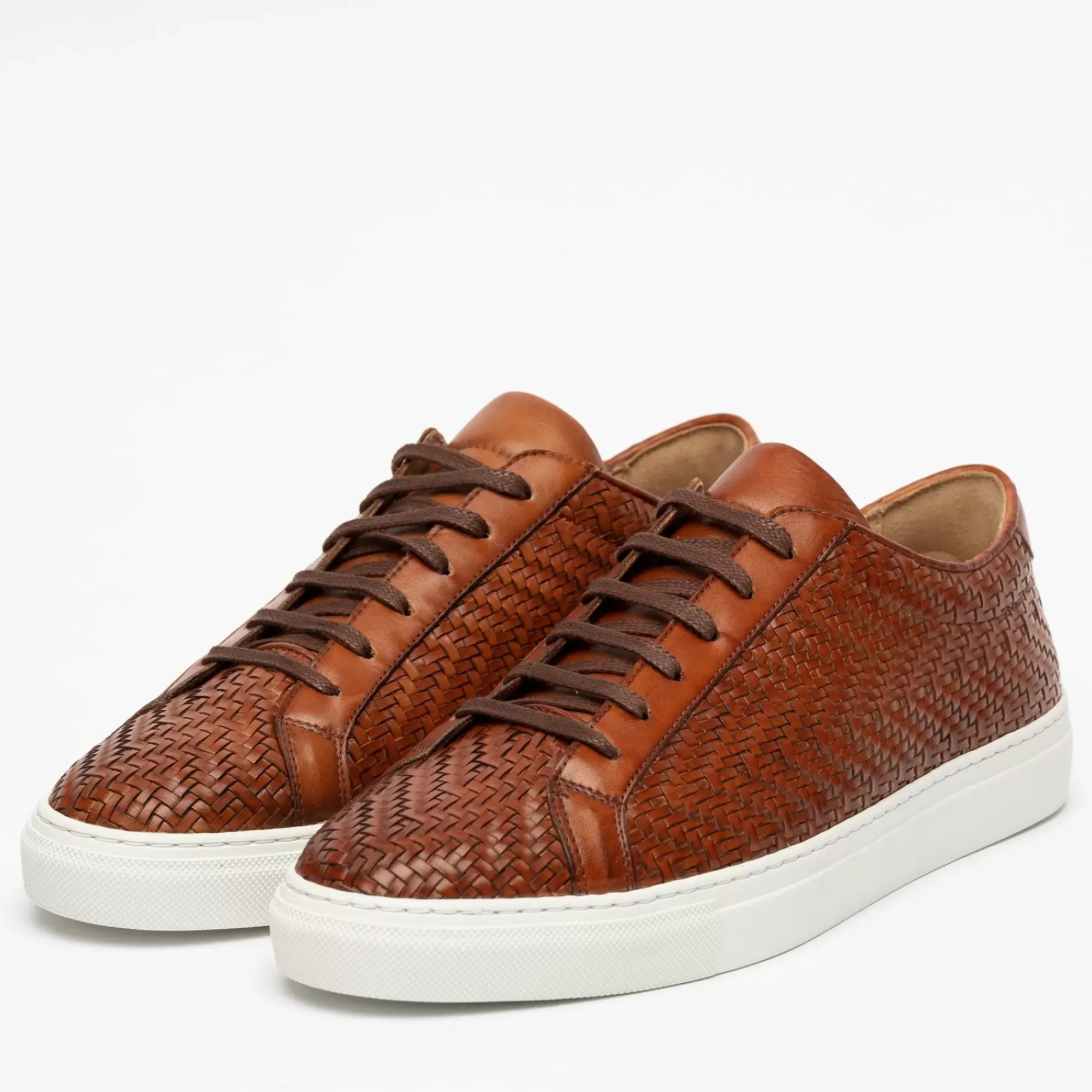 Discount TAFT The Sneaker In Woven Brown Leather |
